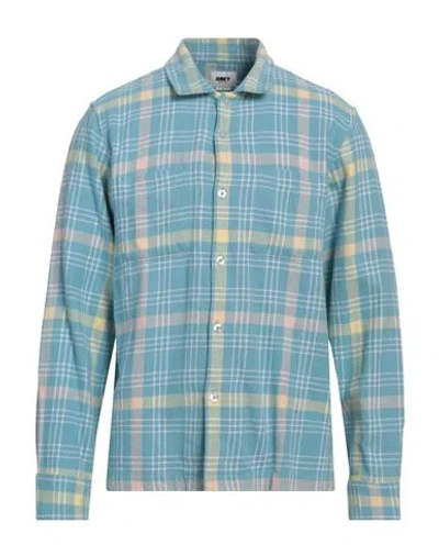 Obey Man Shirt Sky Blue Size M Organic Cotton