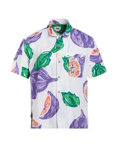 Obey Man Shirt White Size M Cotton, Linen