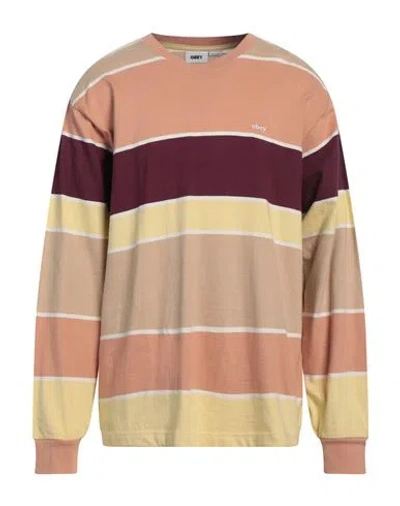 Obey Man Sweater Salmon Pink Size L Cotton
