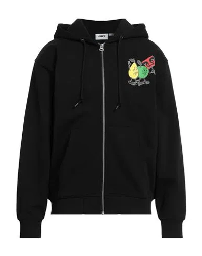 Obey Man Sweatshirt Black Size M Cotton, Polyester