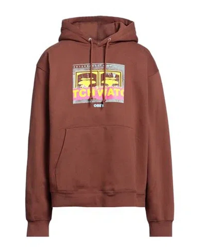 Obey Man Sweatshirt Brown Size Xl Cotton, Polyester In Red