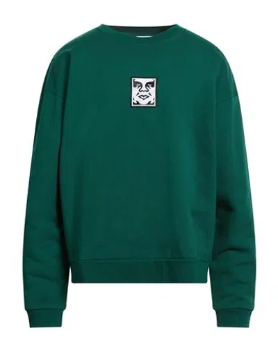Obey Man Sweatshirt Dark Green Size S Cotton, Polyester
