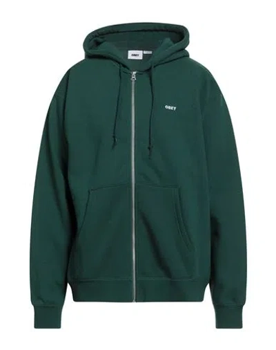 Obey Man Sweatshirt Dark Green Size Xl Cotton, Polyester In Multi