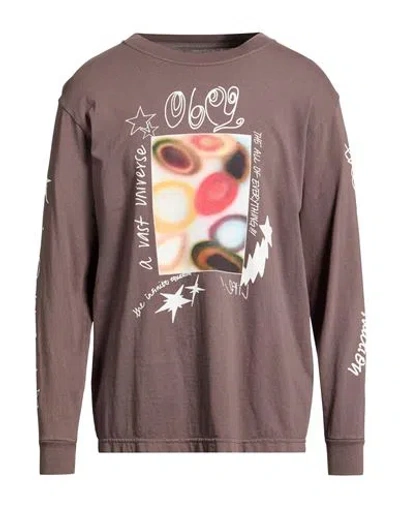 Obey Man Sweatshirt Grey Size M Cotton In Brown