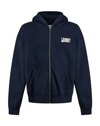 Obey Man Sweatshirt Midnight Blue Size Xl Cotton