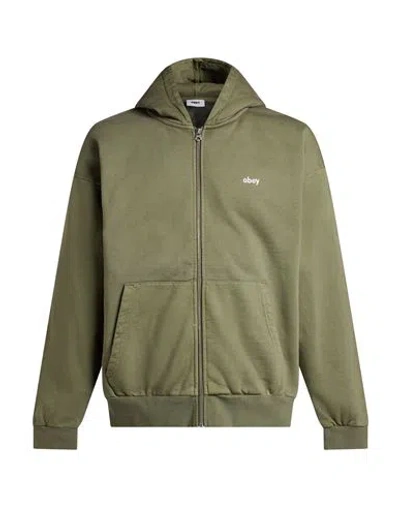 Obey Man Sweatshirt Military Green Size S Cotton