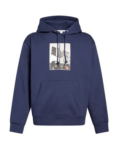 Obey Man Sweatshirt Navy Size Xl Cotton, Polyester In Blue