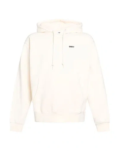 Obey Man Sweatshirt Cream Size Xl Cotton, Polyester In White