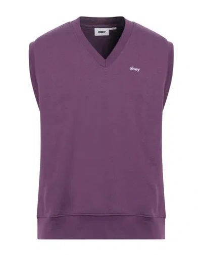 Obey Man Sweatshirt Purple Size L Cotton
