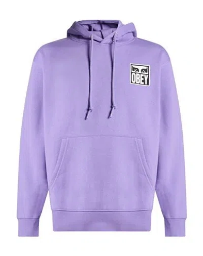 Obey Man Sweatshirt Purple Size Xl Cotton, Polyester