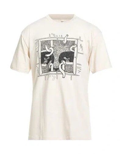 Obey Man T-shirt Beige Size Xxl Cotton In White