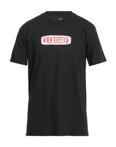 Obey Man T-shirt Black Size L Cotton