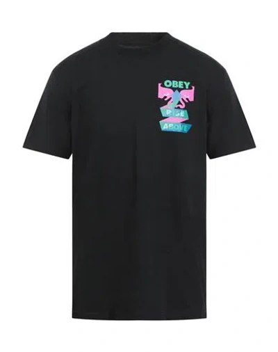 Obey Man T-shirt Black Size L Cotton