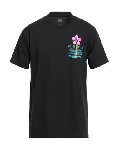 Obey Man T-shirt Black Size Xl Cotton