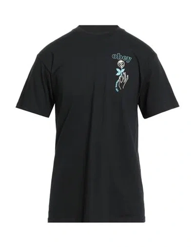 Obey Man T-shirt Black Size Xl Cotton