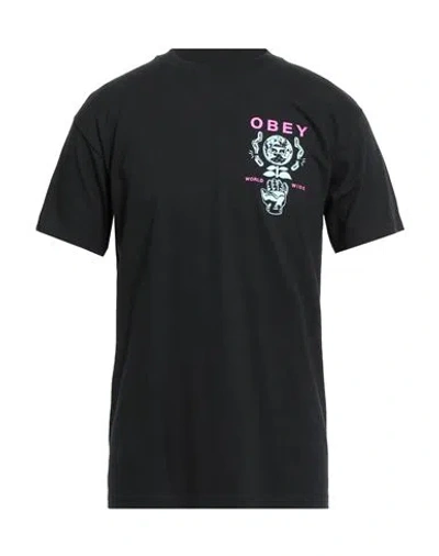 Obey Man T-shirt Black Size Xl Cotton