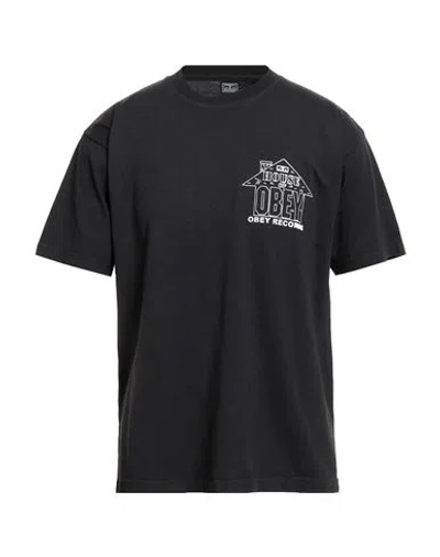 Obey Man T-shirt Black Size Xl Cotton