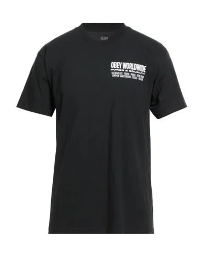 Obey Man T-shirt Black Size Xxl Cotton