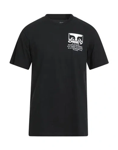 Obey Man T-shirt Black Size Xxl Cotton