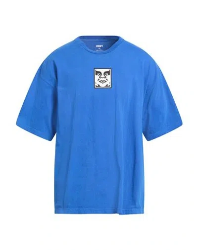 Obey Man T-shirt Blue Size Xl Cotton
