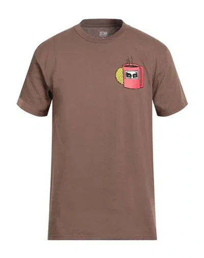 Obey Man T-shirt Brown Size Xl Cotton