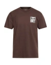 Obey Man T-shirt Chocolate Brown Size Xxl Cotton