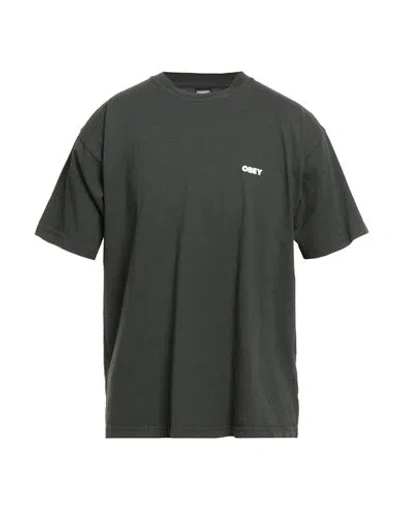 Obey Man T-shirt Dark Green Size L Cotton