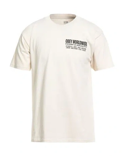Obey Man T-shirt Ivory Size Xxl Cotton In Neutral