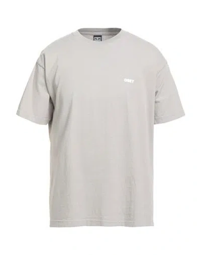 Obey Man T-shirt Light Grey Size Xl Cotton In Gray