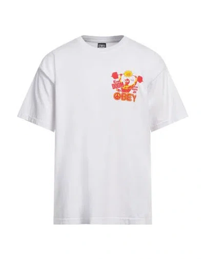 Obey Man T-shirt White Size L Cotton