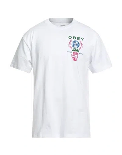 Obey Man T-shirt White Size Xl Cotton