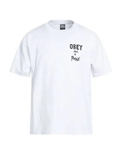 Obey Man T-shirt White Size Xl Cotton
