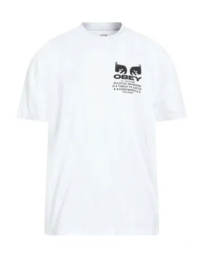 Obey Man T-shirt White Size Xxl Cotton