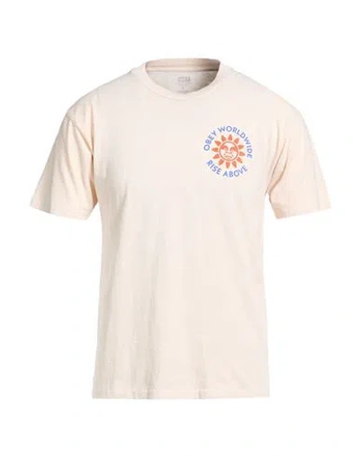 Obey Man T-shirt Beige Size S Cotton In Neutral