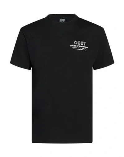 Obey Man T-shirt Black Size L Cotton