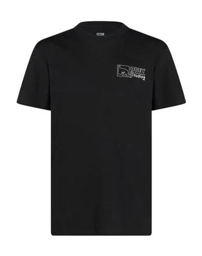 Obey Man T-shirt Black Size S Cotton