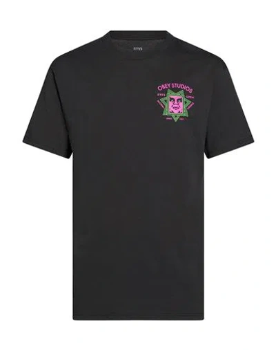 Obey Man T-shirt Black Size Xl Cotton
