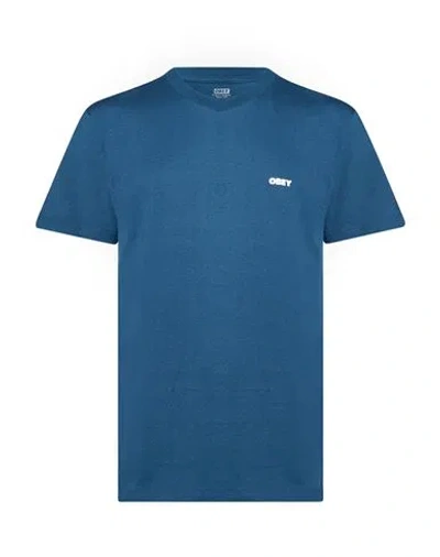 Obey Man T-shirt Blue Size Xl Cotton
