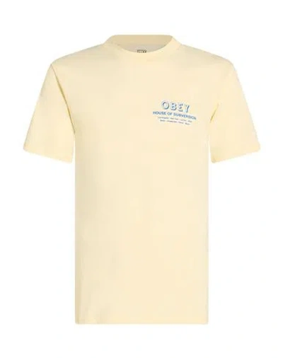 Obey Man T-shirt Ivory Size S Cotton In White