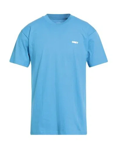 Obey Man T-shirt Light Blue Size Xl Cotton