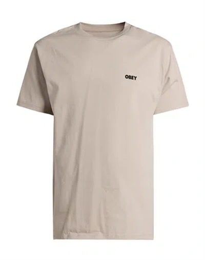 Obey Man T-shirt Light Grey Size Xl Cotton In Gray