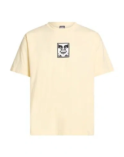 Obey Man T-shirt Pastel Yellow Size Xl Cotton In Neutral