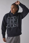 Obey Manor Logo Faded Hoodie Sweatshirt In Washed Black, Men's At Urban Outfitters In Black