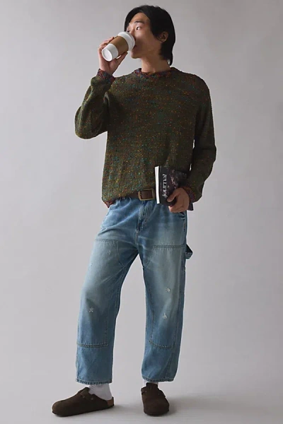 Obey Martin Textured Crew Neck Sweater In Chive, Men's At Urban Outfitters In Brown