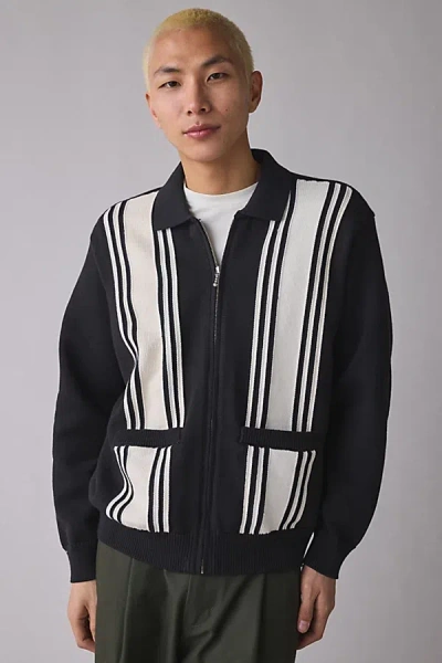 Obey Mens Black Matt Zip-up Cotton-blend Cardigan Xl