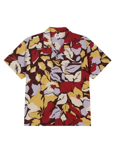 Obey Maxwell Cuban Shirt Hawaiian Short Sleeves - Chocolate Multi