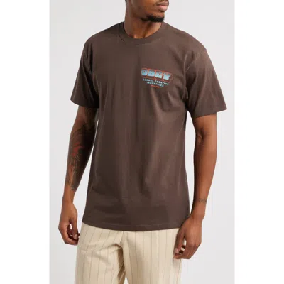 Obey Measure Twice Graphic T-shirt In Java Brown