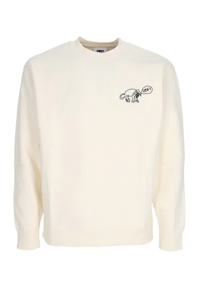 Obey Men's Crew Doodle Crew Fleece Unbleached