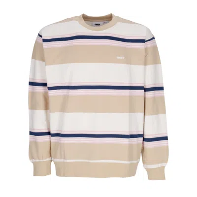 Obey Men's Crewneck Sweatshirt Ender Stripe Crew Specialty Fleece Irish Cream Multi