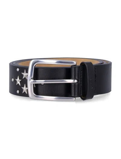 Obey Men's Embellished Leather-blend Belt With Star & Stud Details In Nero